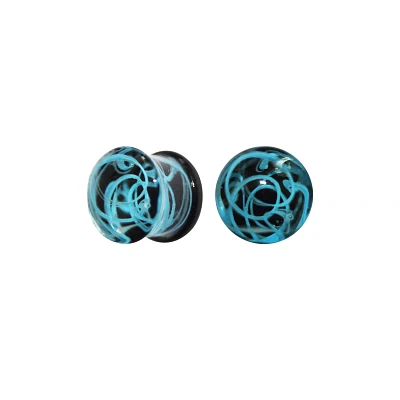 Blue Swirl Glass Plugs