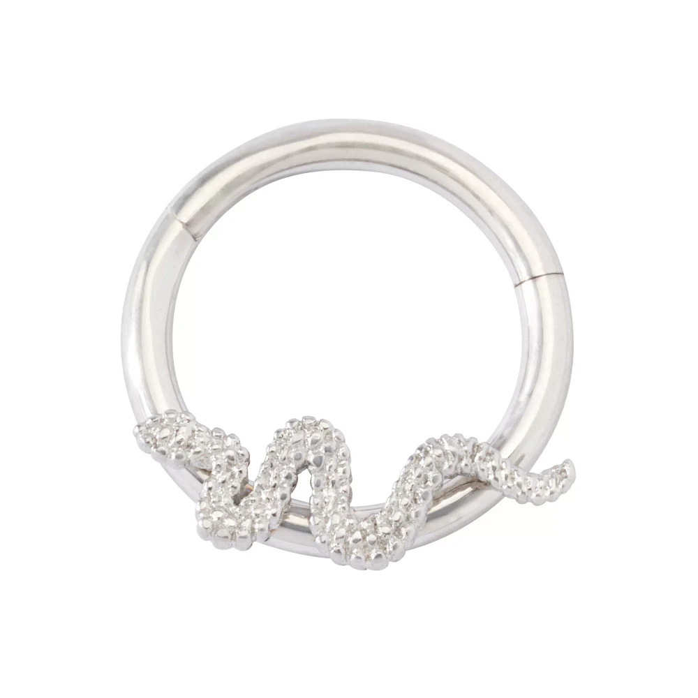 Silverplated Snake Cartilage Hinged Hoop Ring - 16 Gauge