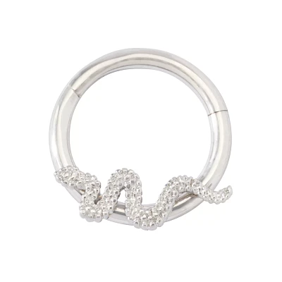 Silverplated Snake Cartilage Hinged Hoop Ring - 16 Gauge