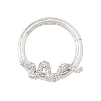 Silverplated Snake Cartilage Hinged Hoop Ring - 16 Gauge