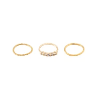 Multi-Pack CZ Gem Gold-Plated Seamless Hoop Nose Rings - 3 Pack