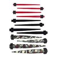Multi-Pack Skull and Rose Tapers 6 Pair - 14-4 Gauge