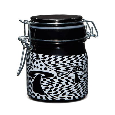Black and White 3D Mushroom Checkered Stash Jar - 5 oz.