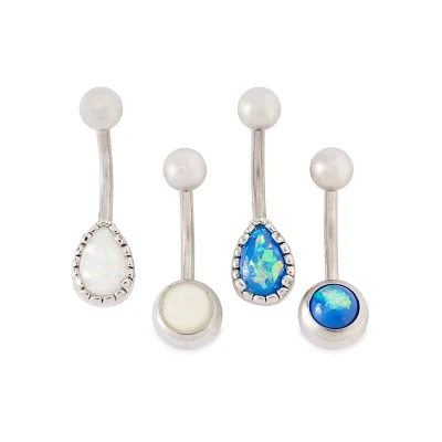 Multi-Pack Opal-Effect Belly Rings 4 Pack - 14 Gauge