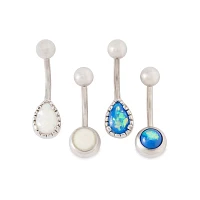 Multi-Pack Opal-Effect Belly Rings 4 Pack - 14 Gauge