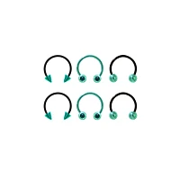 Multi-Pack Teal CZ Horseshoe Rings 3 Pair - 16 Gauge