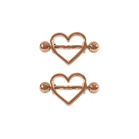 Rose Goldplated Heart Nipple Shields - 14 Gauge