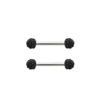 Black Titanium Pave Nipple Barbells - 14 Gauge