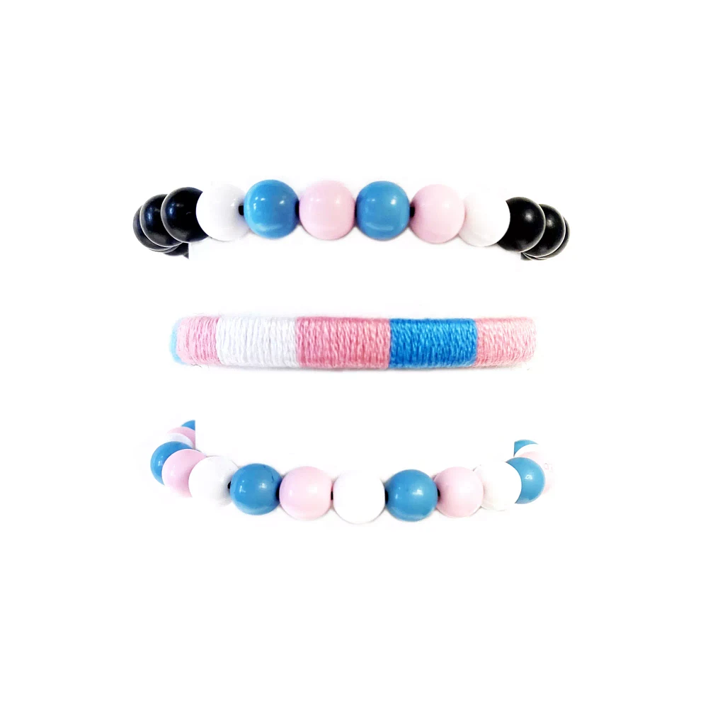 Multi-Pack Transgender Pride Flag Beaded Bracelets - 3 Pack