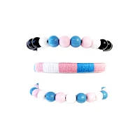 Multi-Pack Transgender Pride Flag Beaded Bracelets - 3 Pack