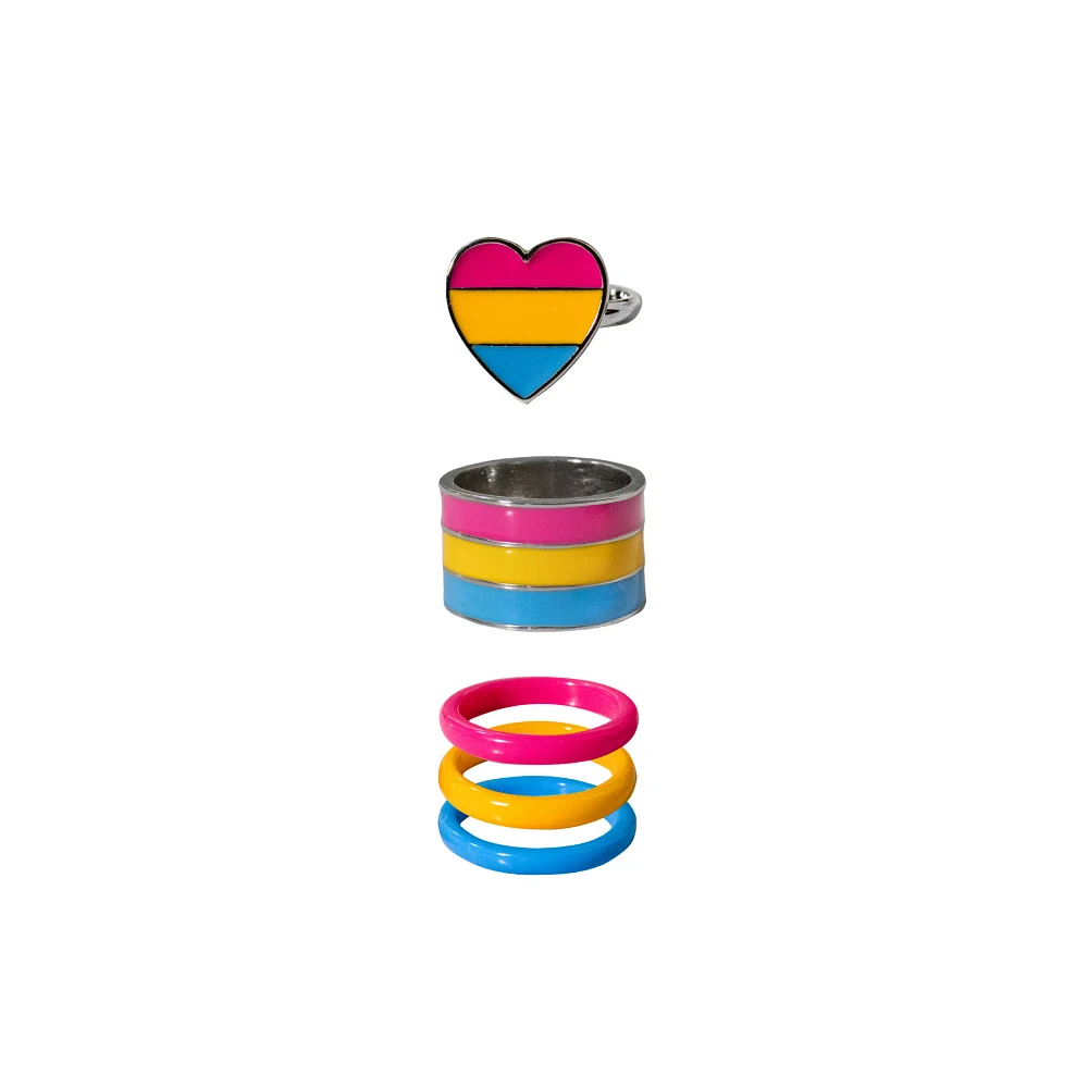 Pansexual Pride Heart Rings - 5 Pack
