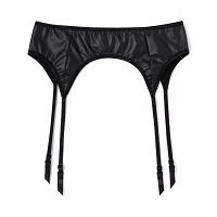 Black Faux Leather Garter Belt