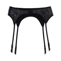 Black Faux Leather Garter Belt