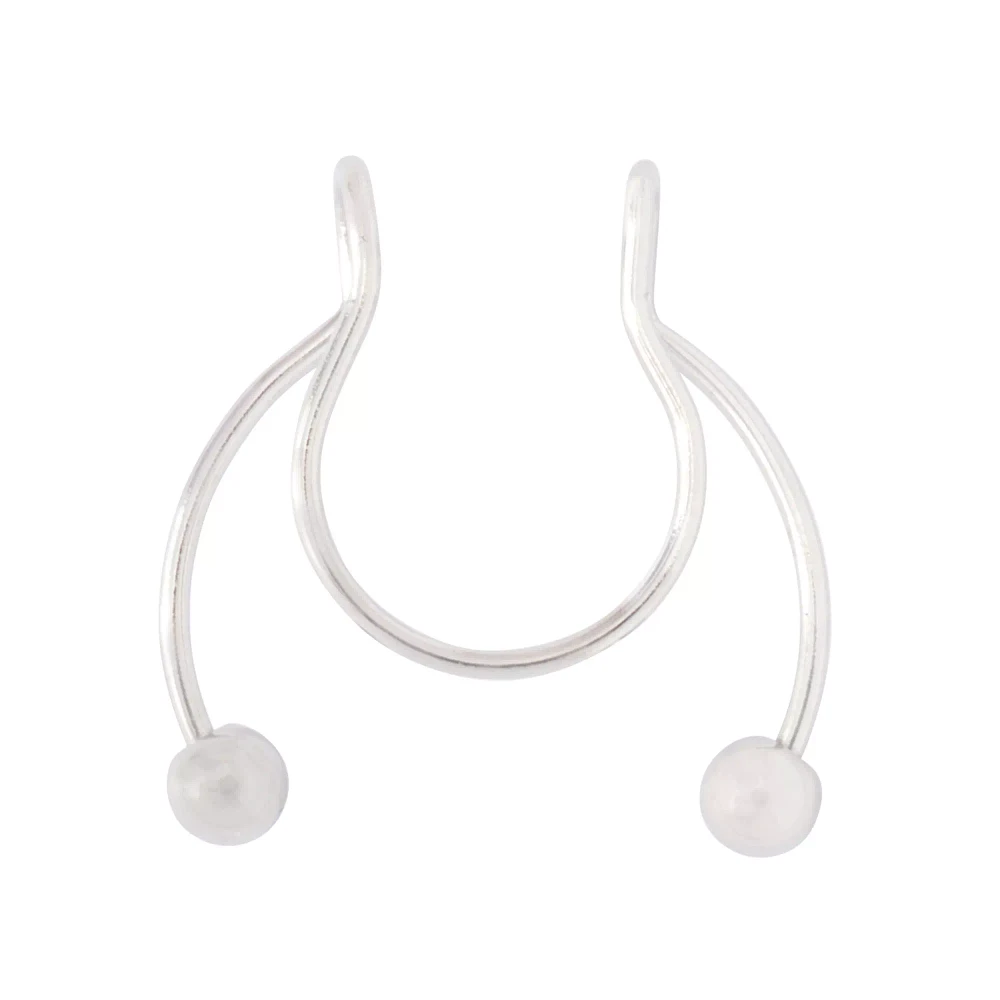 Silvertone Fake Horseshoe Septum Ring - 20 Gauge