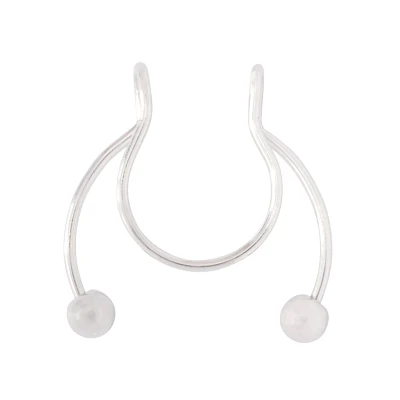 Silvertone Fake Horseshoe Septum Ring - 20 Gauge