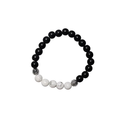 Black and White Howlite Semi-Precious Stone Bracelet