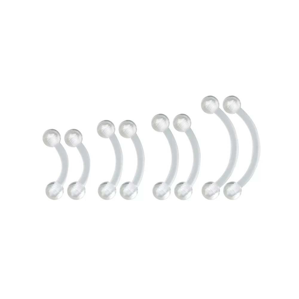 Multi-Pack Clear Curved Barbells 8 Pack - 16 Gauge