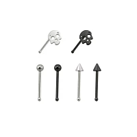 Multi-Pack Skull Bone Nose Rings 6 Pack - 20 Gauge