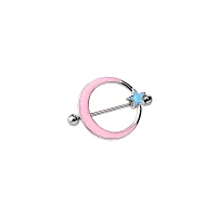 Pink Moon Blue Star Nipple Shields - 14 Gauge