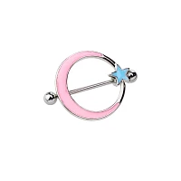 Pink Moon Blue Star Nipple Shields - 14 Gauge