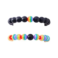 Multi-Pack Rainbow and Black Bead Bracelets - 2 Pack