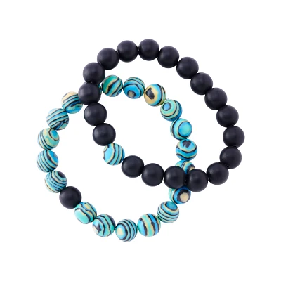 Black and Blue Swirl Long Distance Bracelets - 2 Pack