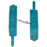 Aqua Faux Fur Handcuffs - Pleasure Bound