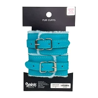 Aqua Faux Fur Handcuffs - Pleasure Bound