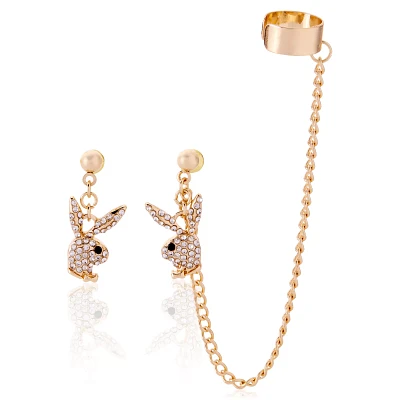 Multi-Pack CZ Playboy Stud and Cuff Dangle Earrings - 4 Pack