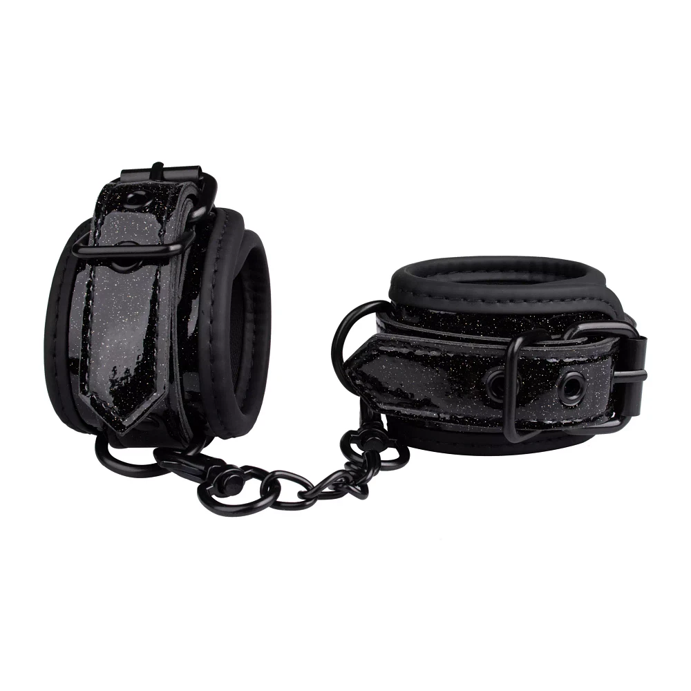 Black Glitter Handcuffs - Pleasure Bound