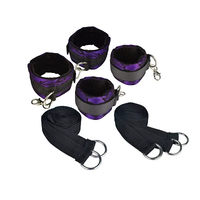Pleasure Bound Purple Lace Bed Spreader Restraint Set