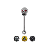 Multi-Pack CZ Skull Barbell with Extra Balls 3 Pack - 14 Gauge