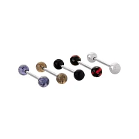 Multi-Pack Black Grey Yellow Red and Clear Barbells 5 Pack - 14 Gauge