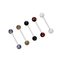 Multi-Pack Black Grey Yellow Red and Clear Barbells 5 Pack - 14 Gauge