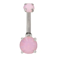 Double Gem Pink Opal-Effect Belly Ring - 14 Gauge