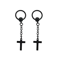 Black Cross Dangle Captive Rings - 16 Gauge