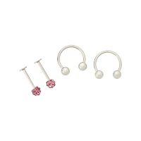 Multi-Pack Pave Labrets and Horseshoe Rings 2 Pair - 16 Gauge