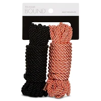 Black and Rose Goldtone Silky Shackles Bondage Rope - Pleasure Bound
