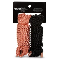 Black and Rose Goldtone Silky Shackles Bondage Rope - Pleasure Bound