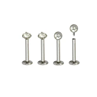 Multi-Pack CZ Silvertone Labret Lip Rings 4 Pack - 16 Gauge