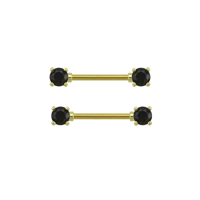 CZ Black Titanium Nipple Barbells - 14 Gauge