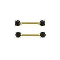 CZ Black Titanium Nipple Barbells - 14 Gauge