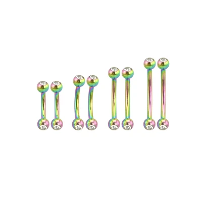 Multi-Pack CZ Metallic Rainbow Curved Barbells 8 Pack - 16 Gauge