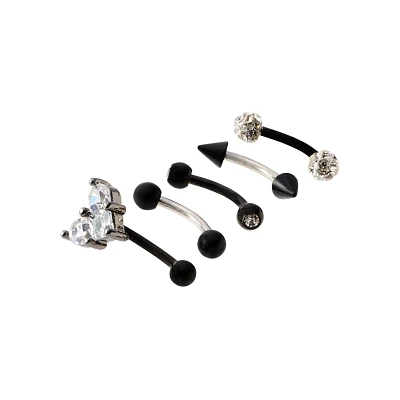 Multi-Pack Pave CZ Heart Curved Barbells 5 Pack - 16 Gauge
