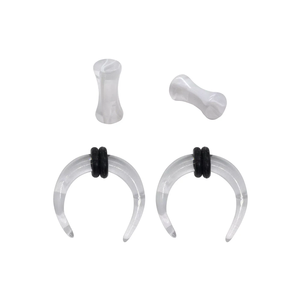 White Marble Pinchers and Plugs Set