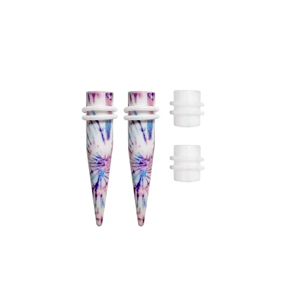 Black and Purple Tie Dye Plugs and Tapers - 2 Pair