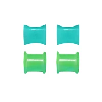 Multi-Pack Teal and Green Heart Tunnel Plugs - 2 Pair
