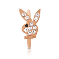 CZ Rose Goldtone Playboy Bunny Hoop Nose Ring - 20 Gauge