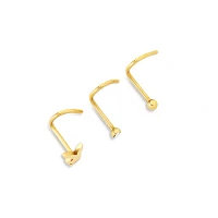 Multi-Pack CZ Goldtone Playboy Bunny Screw Nose Rings 3 Pack - 20 Gauge
