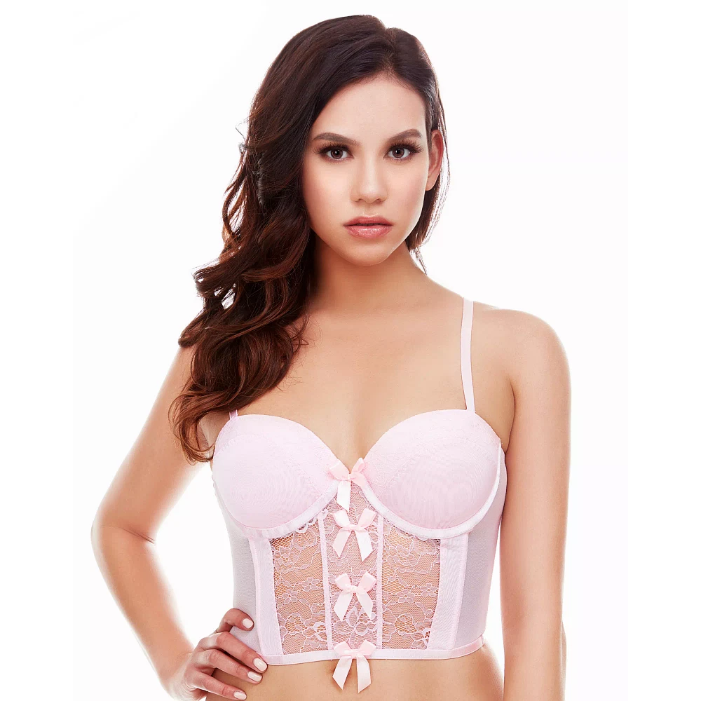 Light Pink Lace Bow Cropped Corset